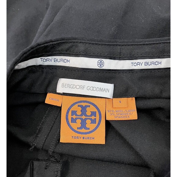 Tory Burch Wide Leg Black Wool Blend Career Pants Size 4 Bergdorf Goodman - Picture 4 of 7